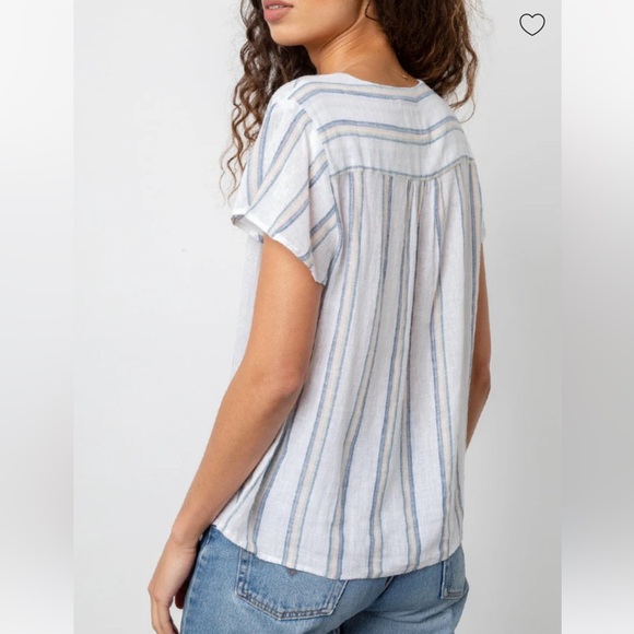 Rails Viera Top- Ryland Striped V-Neck Top with Silver Accents-worn very light! - Picture 3 of 11